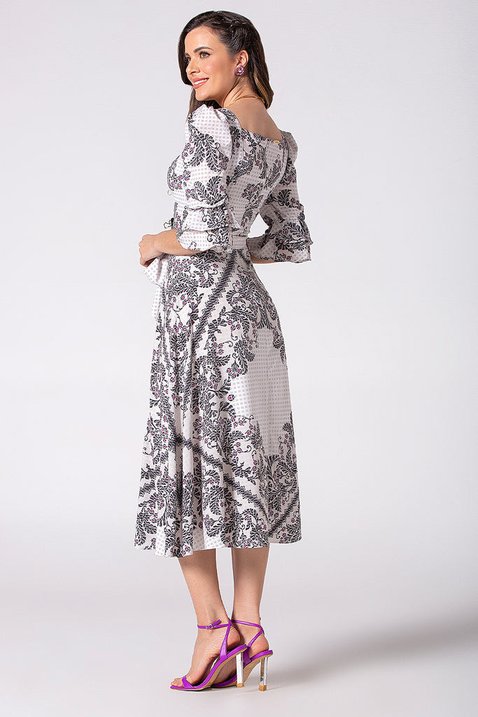 vestido evase estampado mangas bufantes 5
