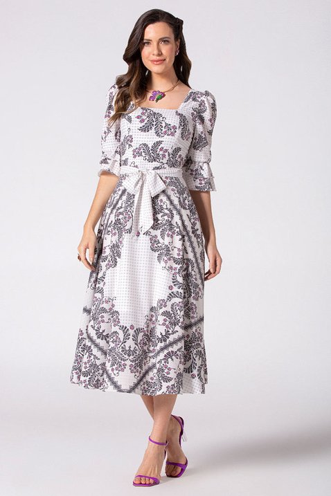 vestido evase estampado mangas bufantes 9