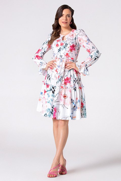 vestido estampado mangas longas com babados 1