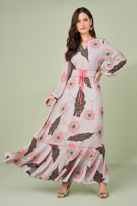 vestido estampado longo com faixa 1
