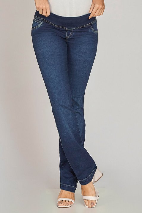 calca jeans reta com elastico no cos 8