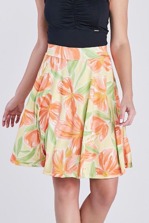 short saia estampado floral moda praia modesta com fenda na lateral para amarrar a saia quando entrar na agua epulari 6
