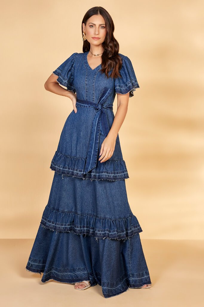 Vestidos Longos Vestido Jeans Tamanho Gg Vestido Jeans Longo Loja