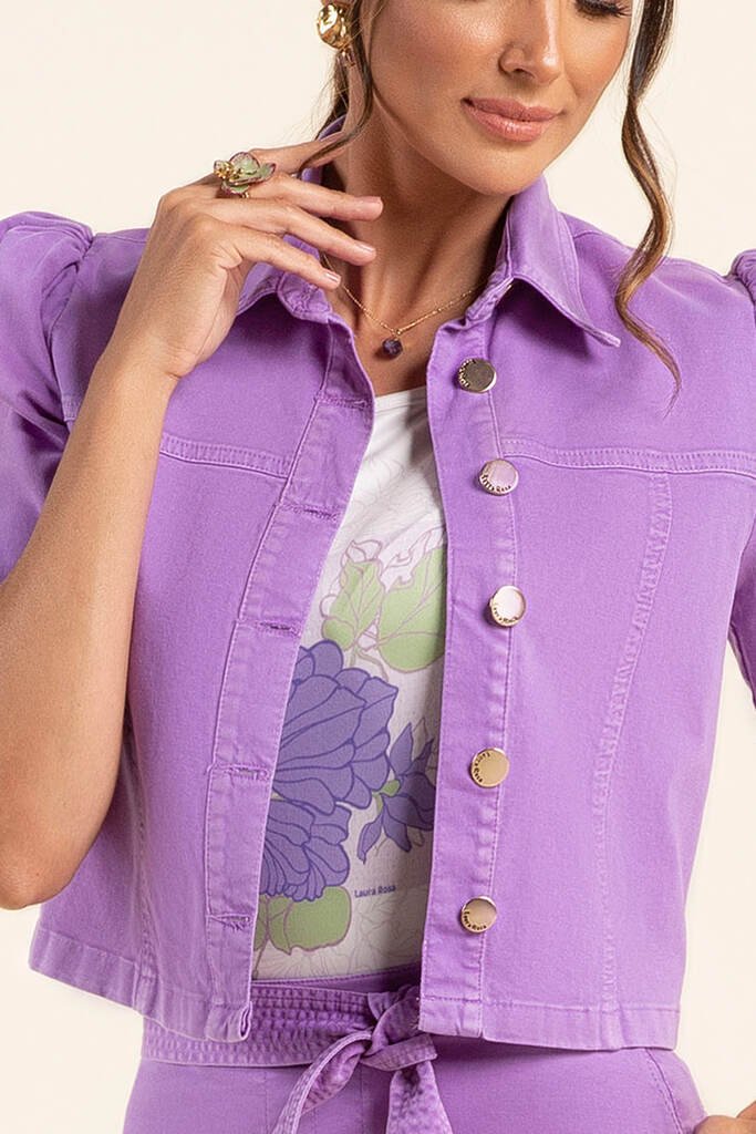 ジャケット・アウター Laura jacket MARNO Jaqueta Lilás Cropped Sarja Laura Rosa