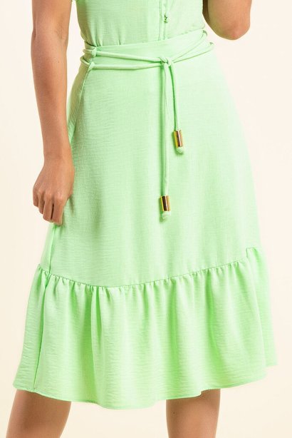 Saia Verde Claro Evasê Com Cordão Laura Rosa