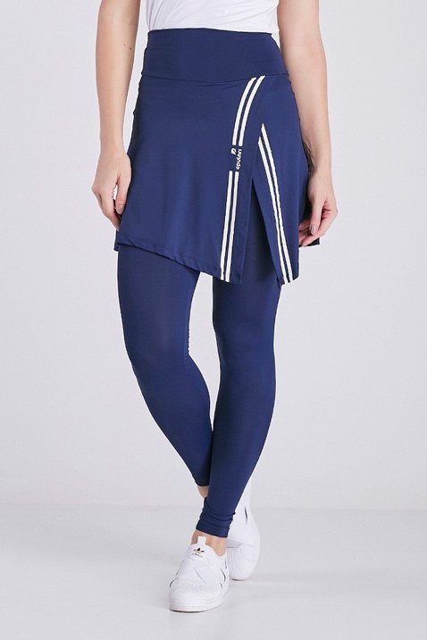 saia calca comprida assimetrica na cor azul marinho moda fitness modesta evangelica com estampa epulari 20