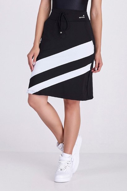 short saia preto e branco moda fitnes modesta evangelica com saia ate o joelho em poliamida epulari 3
