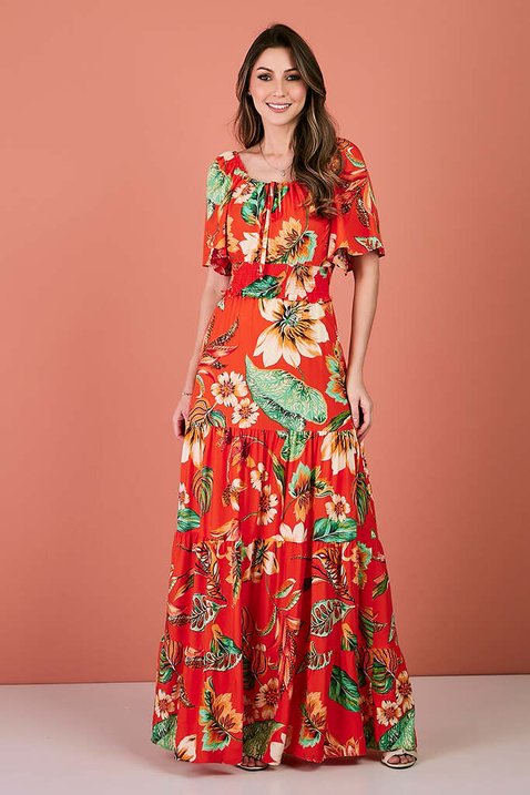 vestido laranja estampado 1