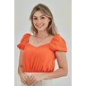 Blusa Cropped Poá Laranja Leila Tatá Martello
