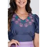 blusa azul escuro denim bordada 5