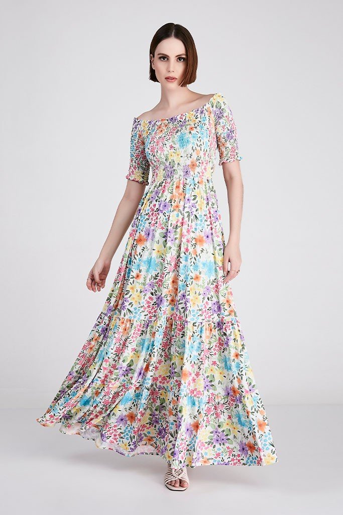 Vestido Longo em Fresquinho Com Short Estampa Floral Exclusiva