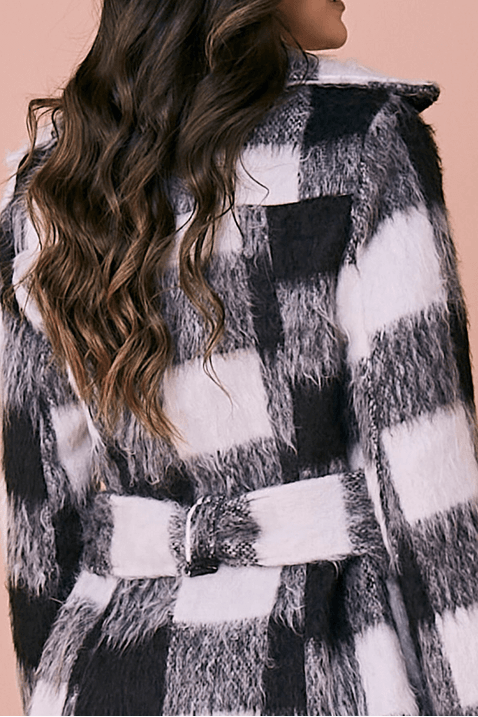 Sobretudo Tweed Xadrez Preto Daniela Tatá Martello