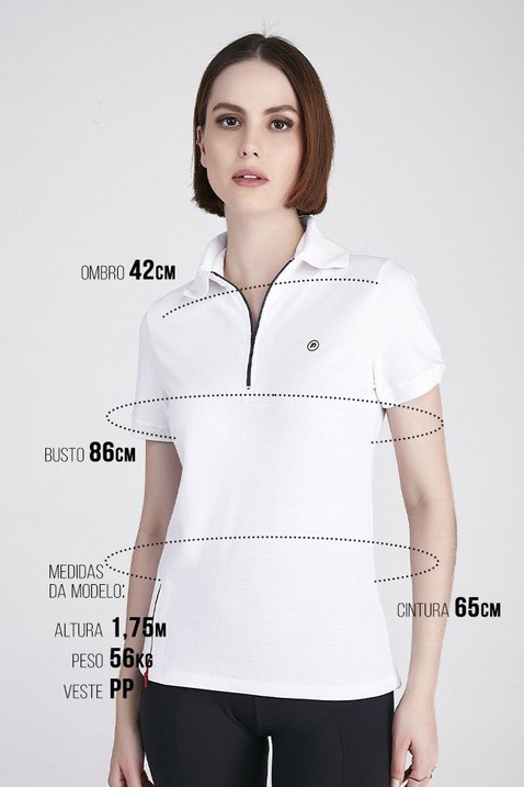 camiseta polo feminina na cor branca com ziper epulari 7