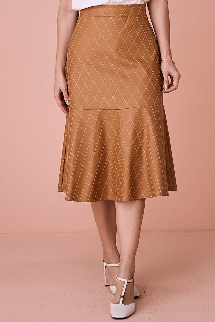 Saia Caramelo Evasê Poliana Tatá Martello