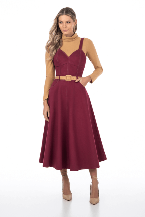 10 vestido midi em sarja com recortes via tolentino