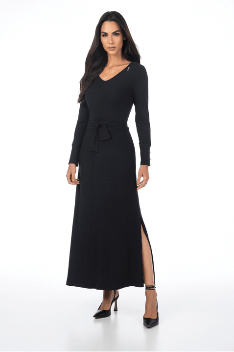 Vestido Longo Em Malha Canelada Via Tolentino