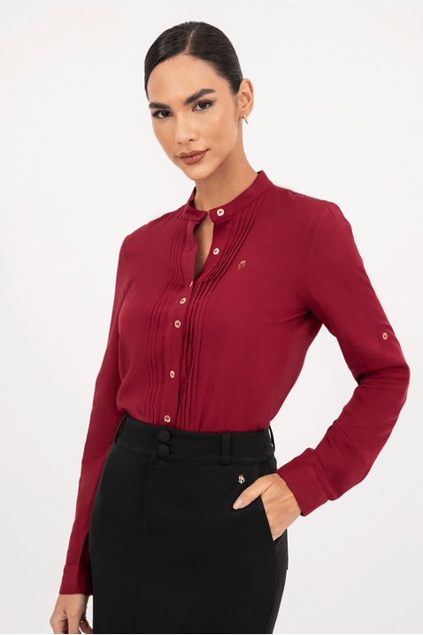 05 camisa bordo em viscose com detalhe nervuras via tolentino