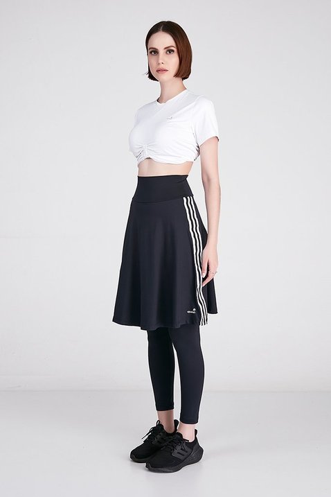 saia calca comprida na cor preta com comprimento no joelho moda fitness modesta epulari 2