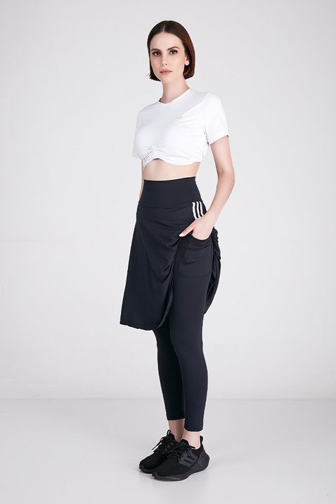 saia calca comprida na cor preta com comprimento no joelho moda fitness modesta epulari 4
