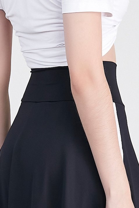 saia calca comprida na cor preta com comprimento no joelho moda fitness modesta epulari 14