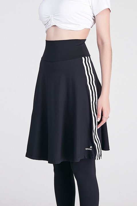 saia calca comprida na cor preta com comprimento no joelho moda fitness modesta epulari 5