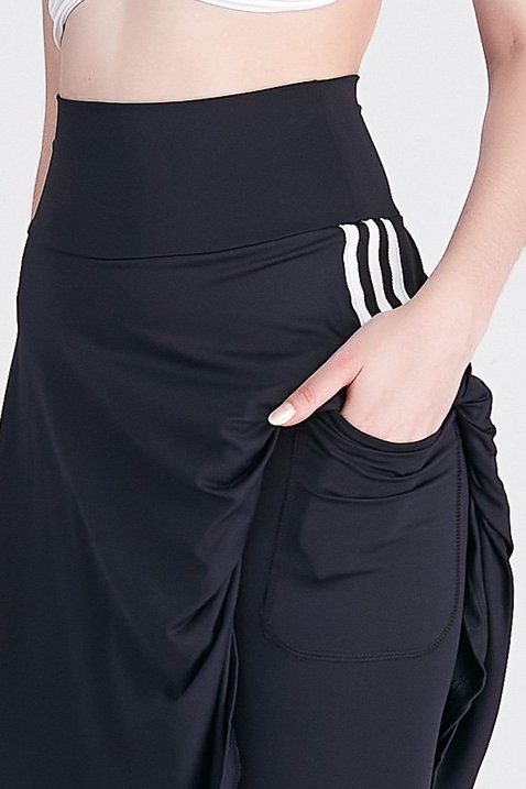 saia calca comprida na cor preta com comprimento no joelho moda fitness modesta epulari 6