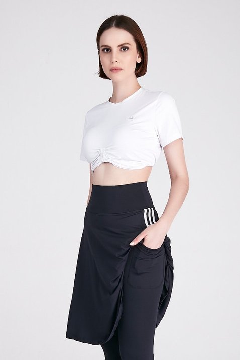 saia calca comprida na cor preta com comprimento no joelho moda fitness modesta epulari 8