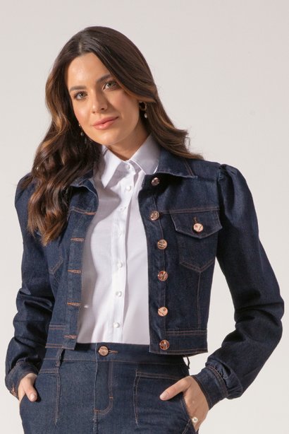 Jaqueta Azul Jeans Laura Rosa Jeans