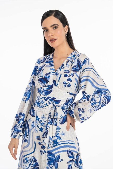 Blusa Estampada Viscose Manga Longa Via Tolentino