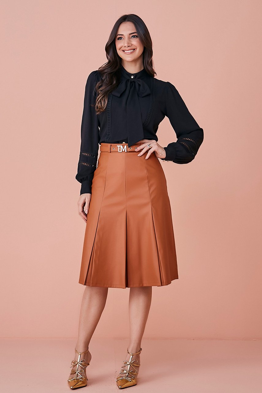 Saia Marrom Evasê Katia Tatá Martello