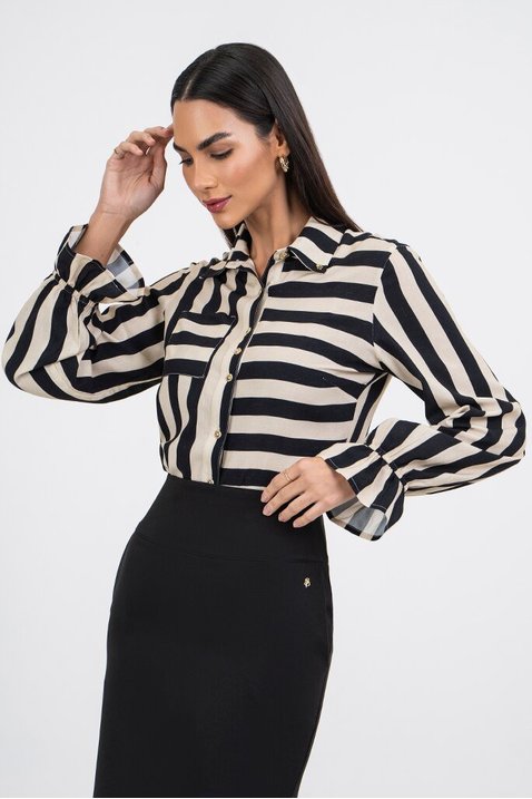 12 camisa de viscose listrada via tolentino