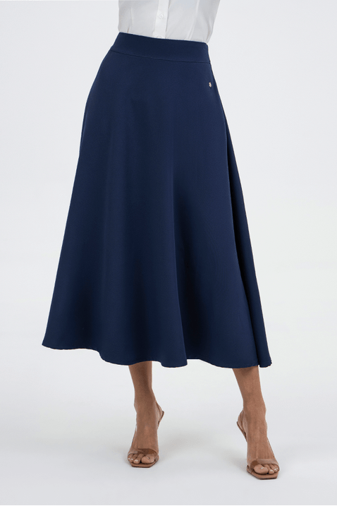 Saia Azul Marinho Alfaiataria Godê Via Tolentino