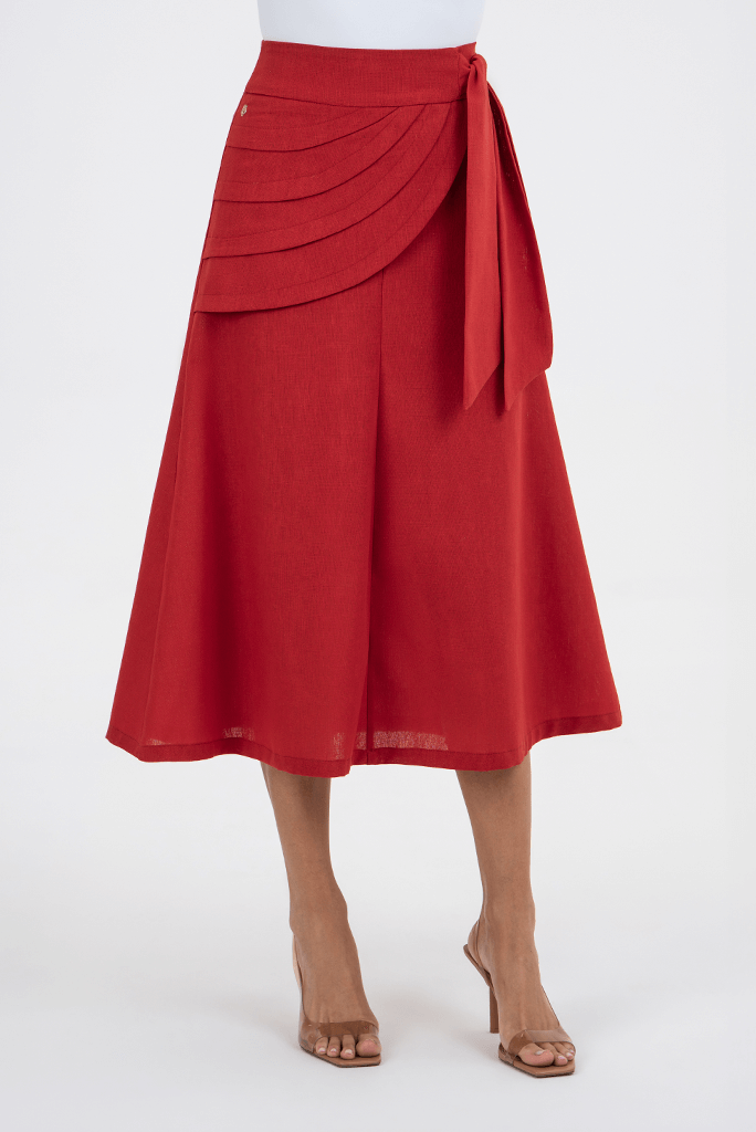 Moda Evangélica Saia Gode Midi Vermelha Saia Evasê Saia Gode Cirre