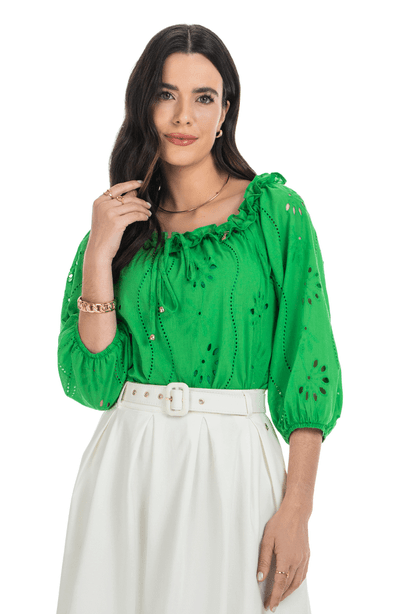 03 blusa verde laise com elastico e amarracao via tolentino