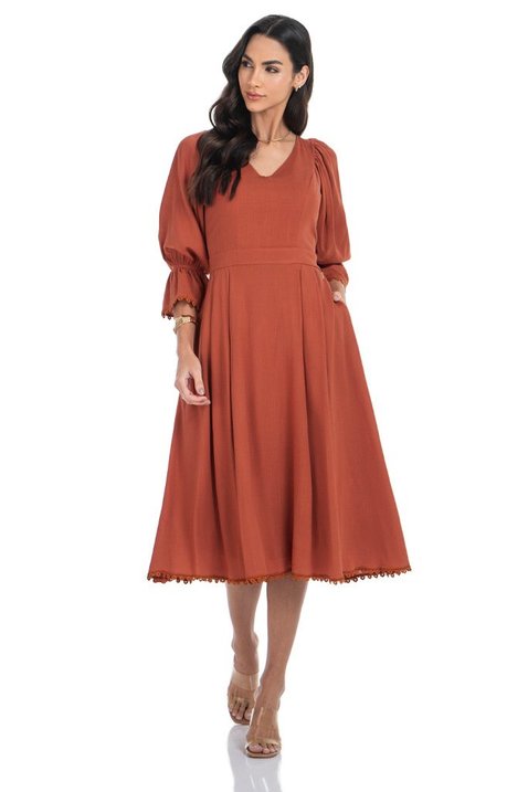 03 vestido telha midi mangas bufantes e guipir via tolentino
