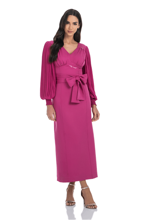 04 vestido pink ajustado longuete com mangas bufantes via tolentino