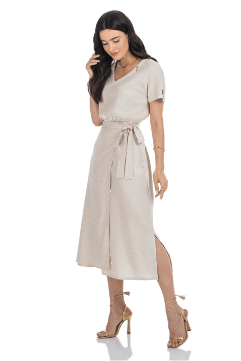03 vestido cru midi evase com lastex na cintura via tolentino
