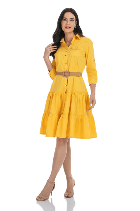 04 vestido chemise evase listrado com cinto faixa via tolentino