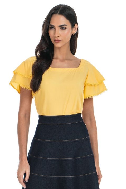 07 blusa feminina delicada com babado e renda via tolentino
