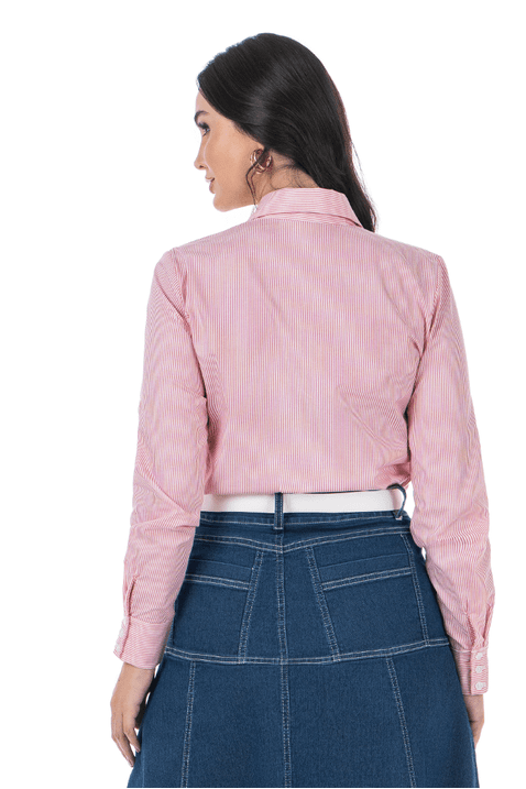 03 camisa feminina listrada rosa em tricoline via tolentino
