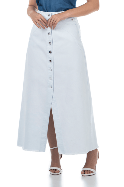 Plus Size Saia Branca Botoes Off White Saia Longa Branco Saia