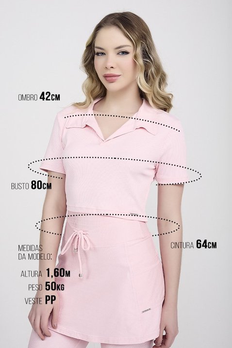 cropped polo rosa claro poliamida canelada protecao solar epulari 6
