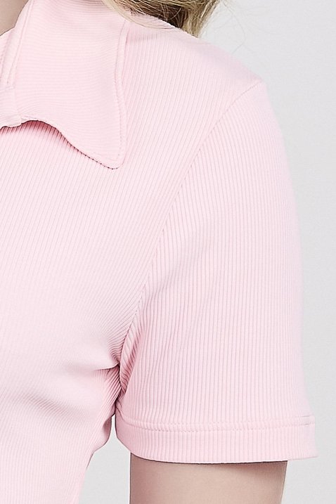 cropped polo rosa claro poliamida canelada protecao solar epulari 5