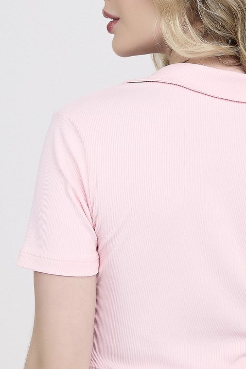 cropped polo rosa claro poliamida canelada protecao solar epulari 9