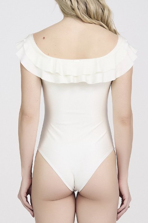 maio feminino na cor perola com brilho modelo ombro a ombro tecido poliamida com protecao solar epulari 12