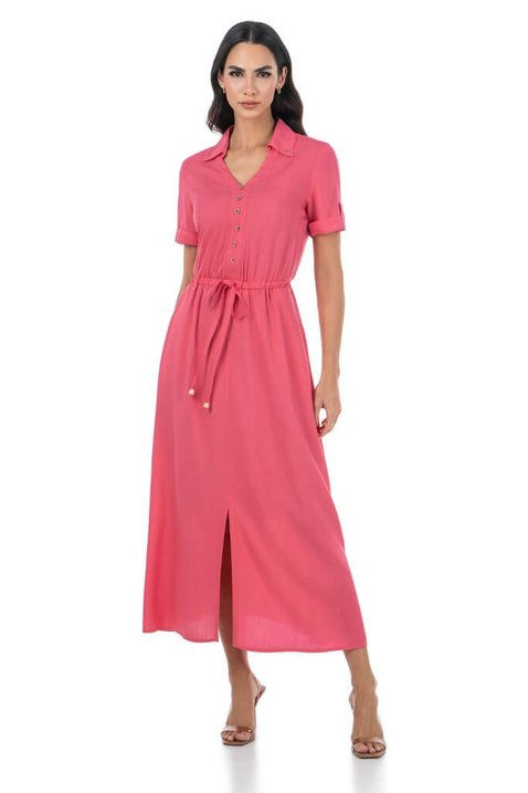 04 vestido goiaba em viscose midi com fenda frontal via tolentino