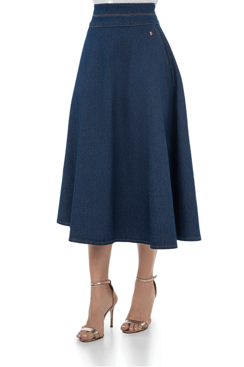 15 saia gode midi jeans com cos duplo via tolentino