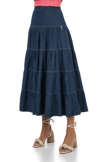12 saia jeans midi gode com recortes via tolentino