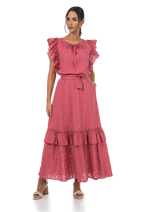 01 vestido rosa longuete em laise com babados via tolentino