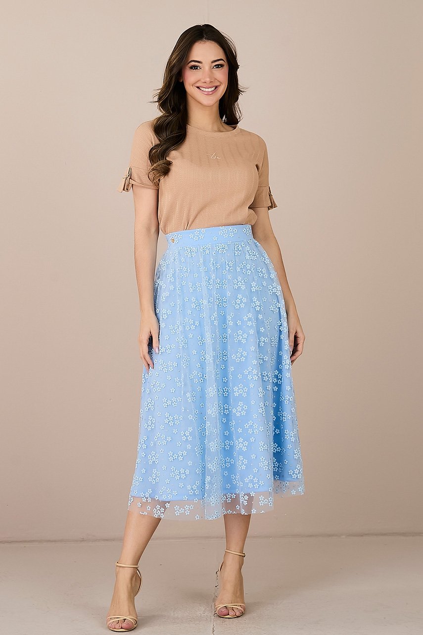 Saia Azul Tule Sara Tatá Martello